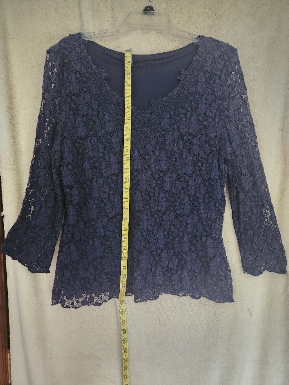 Navy Blue lace lined blouse XL NWOT